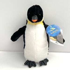 NWT Seaworld Emperor Penguin 8" Plush Realistic Pleather Feet Stuffed Animal Toy